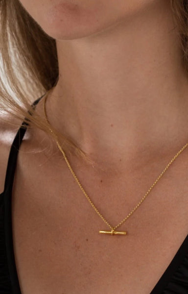 One & Eight Gold Willow T-Bar necklace