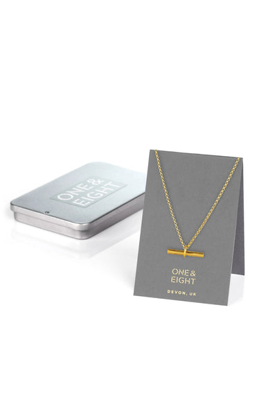 One & Eight Gold Willow T-Bar necklace