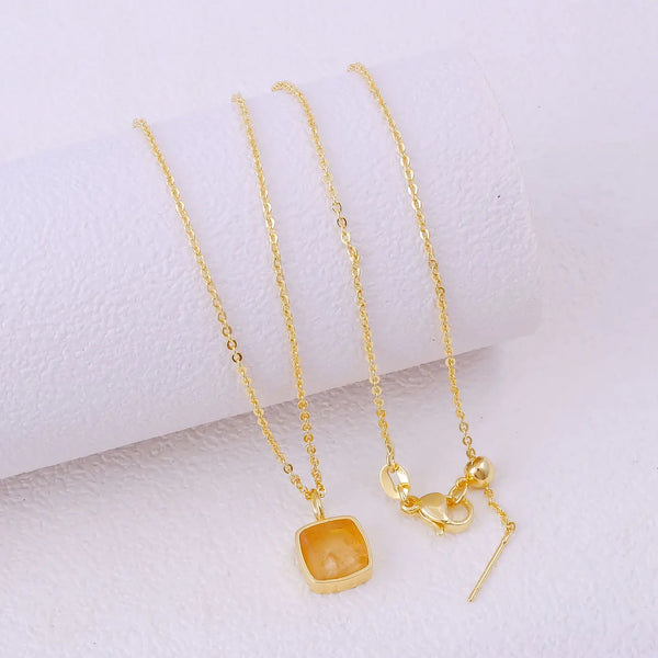 El Joyero Raw Citrine Square Gemstone Necklace,, November Birthstone