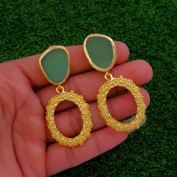 El Joyero Hand Made Statement Green Cat's Eye Gemstone Earrings