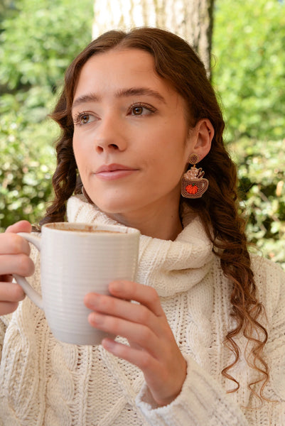 My Doris Hand Beaded Pumpkin Spice Stud Earrings