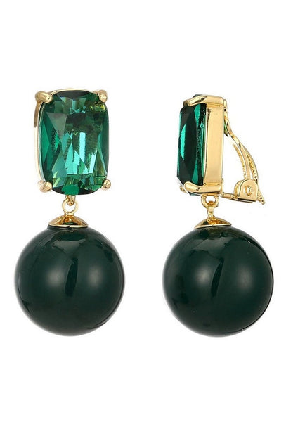 Belle Jewellery Green Crystal Statement Clip On Earrings