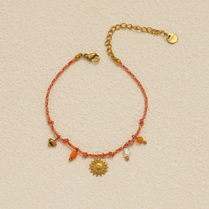Eclat Paris, Pink Cord, Flower Charm Bracelet