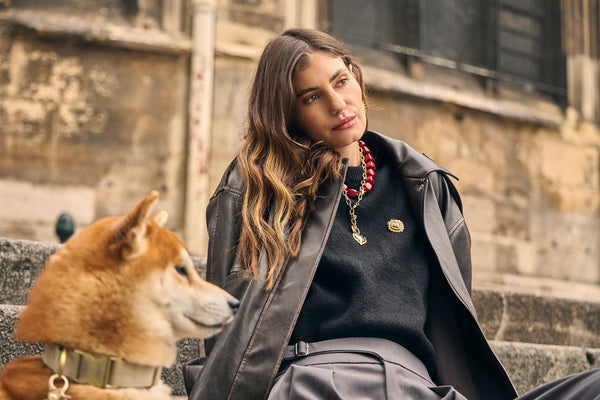 Eclat Paris Dark Red Marbled Resin Necklace