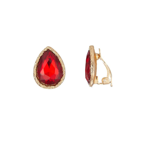 Belle Jewellery Red Crystal Statement Clip On Earrings