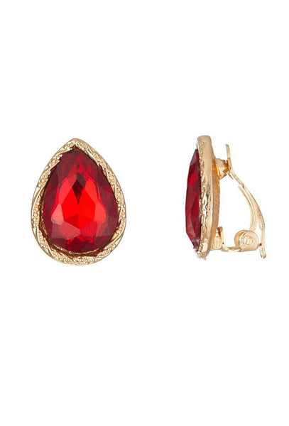 Belle Jewellery Red Crystal Statement Clip On Earrings