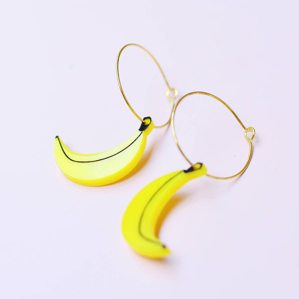 Silly Loaf Banana Hoop Earrings
