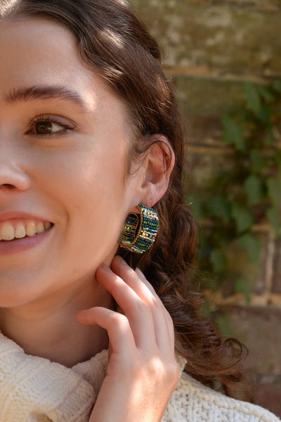 my-doris-hand-beaded-green-hoop-wrapped-stud-earrings