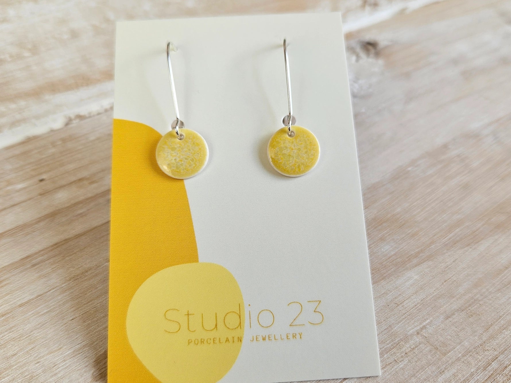 Studio 23 Lemon Yellow Porcelain Disc Earrings