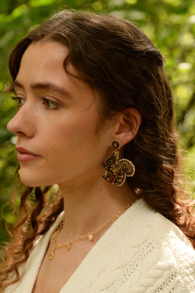 My Doris Hand Beaded Squirrel Stud Earrings