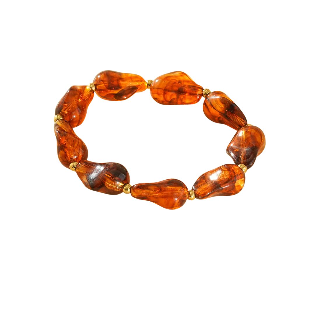 Eclat Paris Amber Brown Resin Stretch Bracelet