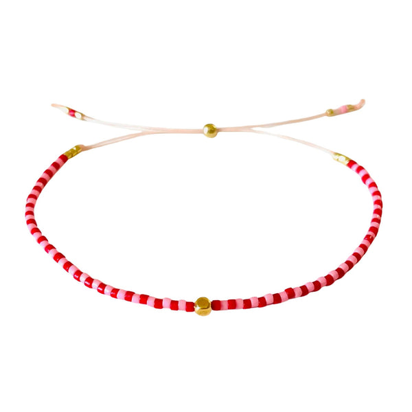 Atteline Pink & Red Miyuki Bead Bracelet