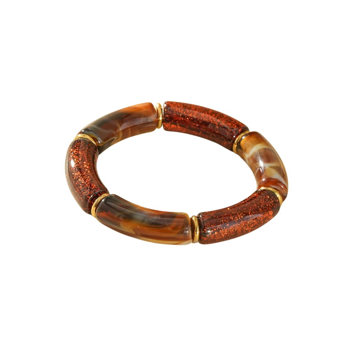 Eclat Paris Brown Resin Stretch Statement Bracelet