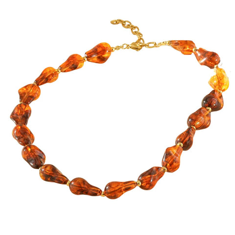 Eclat Paris Amber Brown Resin Statement Necklace