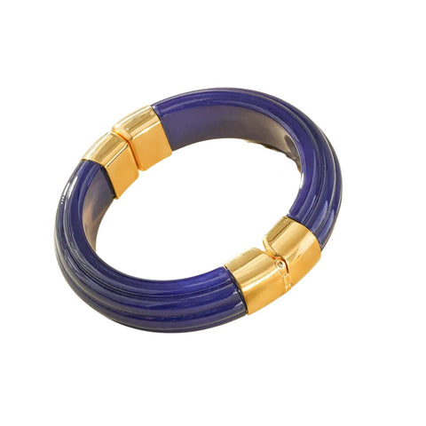 Eclat Paris Blue Magnetic Resin Statement Cuff Bracelet S/M