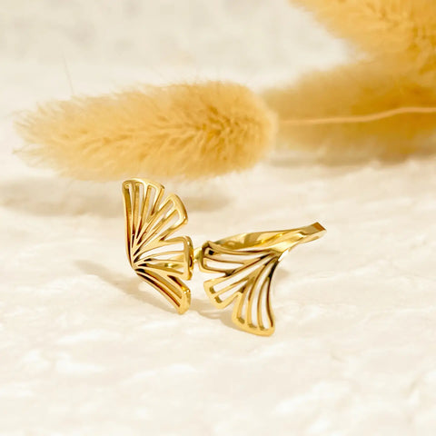 Eclat Paris Gold Statement Ginkgo Adjustable Ring