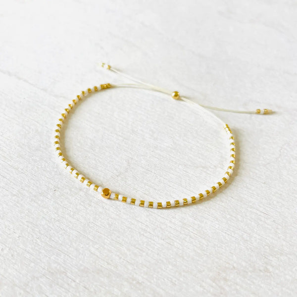 Atteline White & Gold Miyuki Bead Bracelet