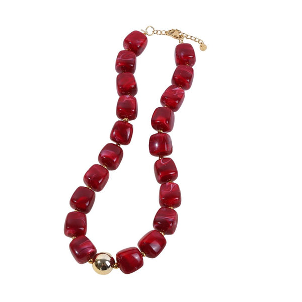 Eclat Paris Burgundy Red Marbled Beaded Bracelet
