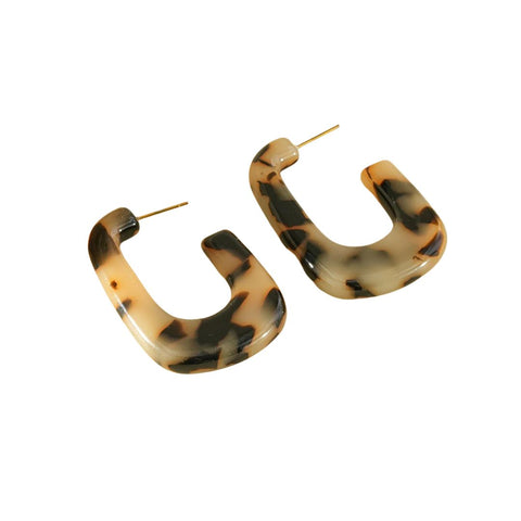 Eclat Paris Leopard Print Resin Hoop Earrings
