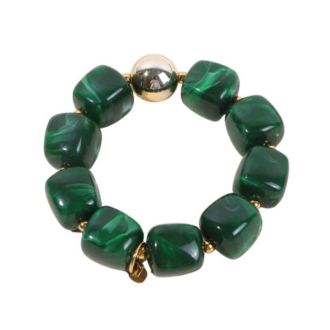 Eclat Paris Green Marbled Resin Stretch Bracelet