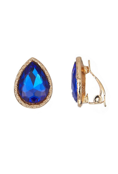 Belle Jewellery Royal Blue Crystal Statement Clip On Earrings