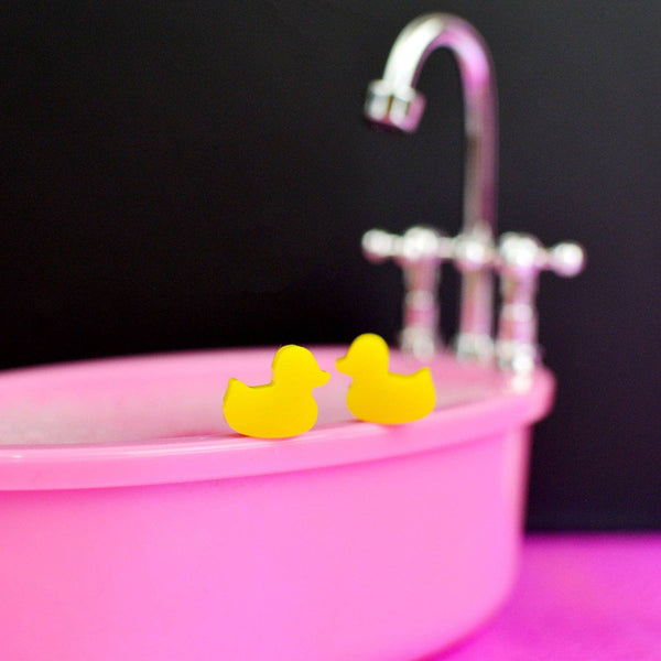 Yellow duck stud earrings