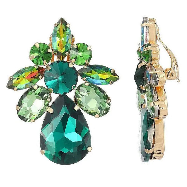 Belle Jewellery Green Crystal Statement Clip On Earrings