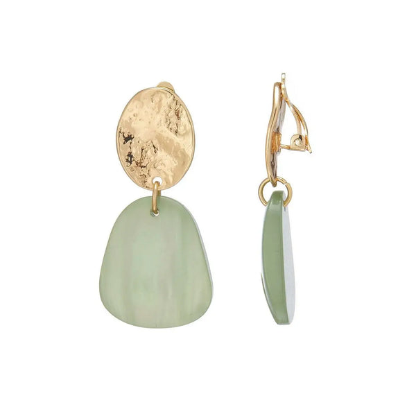 Belle Jewellery Olive Green Resin Statement Clip On Earrings