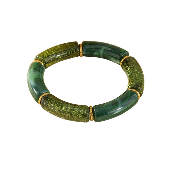 Eclat Paris Green Resin Stretch Statement Bracelet