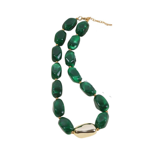 Eclat Paris Green Marbled Resin Statement Necklace