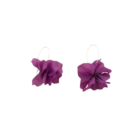 Sonata Purple Resin Petal Statement Drop Earrings