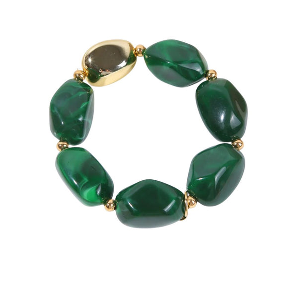 Eclat Paris Marbled Green Resin Stretch Bracelet