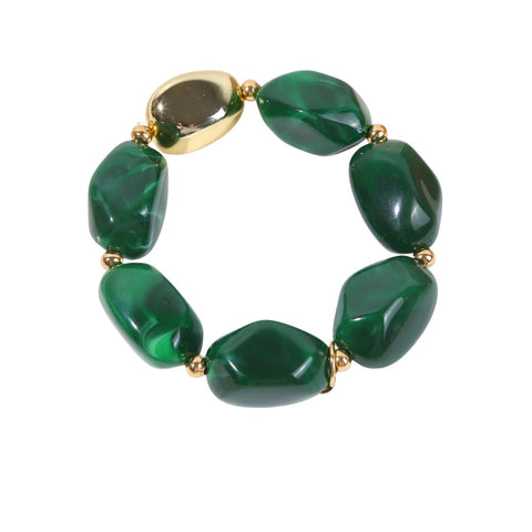Eclat Paris Marbled Green Resin Stretch Bracelet
