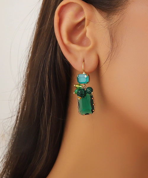Blossom Black Glass Statement Sleeper Earrings