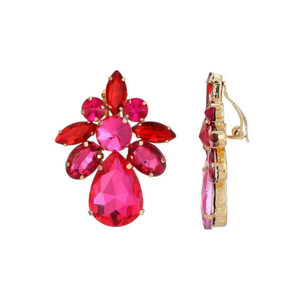 Belle Jewellery Hot Pink Crystal Statement Clip On Earrings