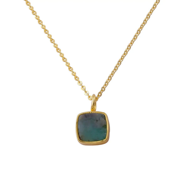 El Joyero Raw Emerald Gemstone Necklace, May Birthstone
