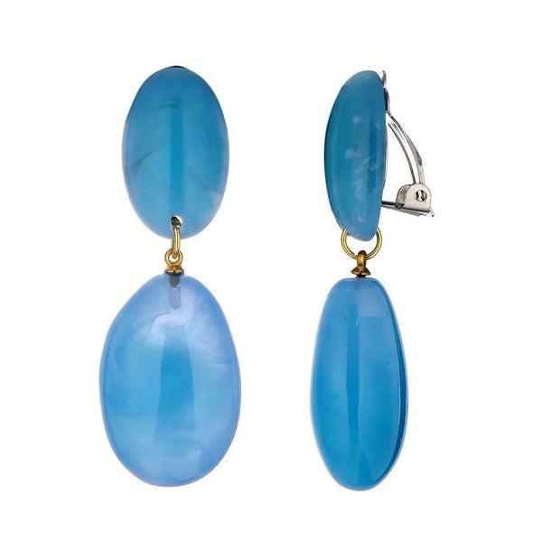 Belle Jewellery Blue Resin Statement Clip On Earrings