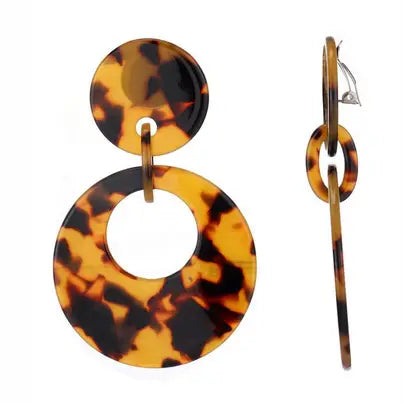 Belle Jewellery Tortoiseshell Resin Clip On Statement Earrings