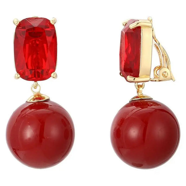 Belle Jewellery Red Crystal Statement Clip On Earrings