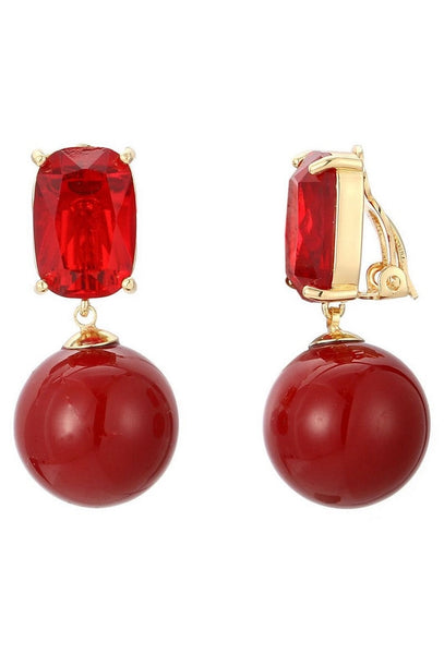 Belle Jewellery Red Crystal Statement Clip On Earrings