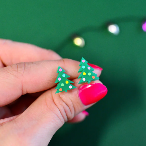 christmas tree stud earrings