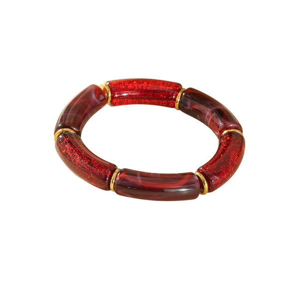 Eclat Paris Burgundy Resin Stretch Statement Bracelet