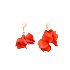 Sonata Burnt Orange Resin Petal Statement Stud Earrings