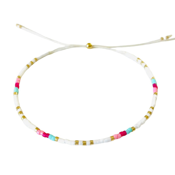 Atteline White & Pink Miyuki Bead Bracelet