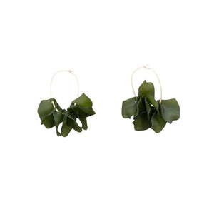 Sonata Green Resin Petal Statement Hoop Earrings