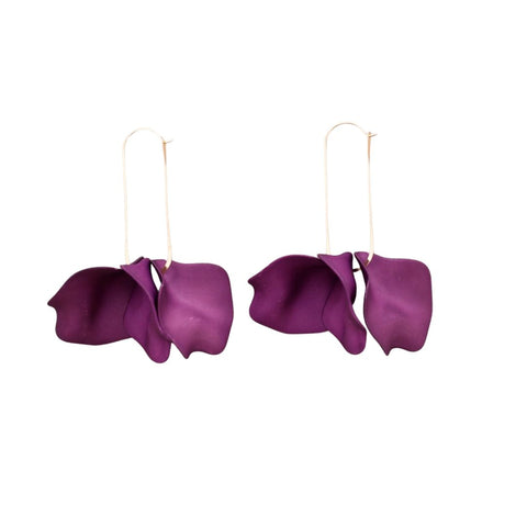 Sonata Resin Purple Petal Statement Hoop Earrings