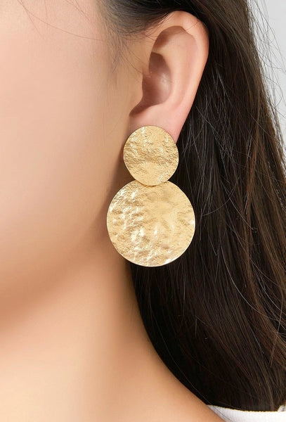 Belle Jewellery Silver Hammered Brass Statement Clip On Earrings