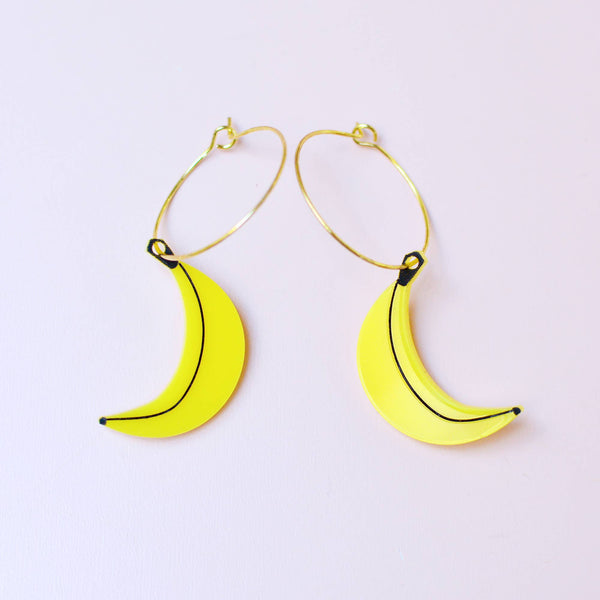 Silly Loaf Banana Hoop Earrings