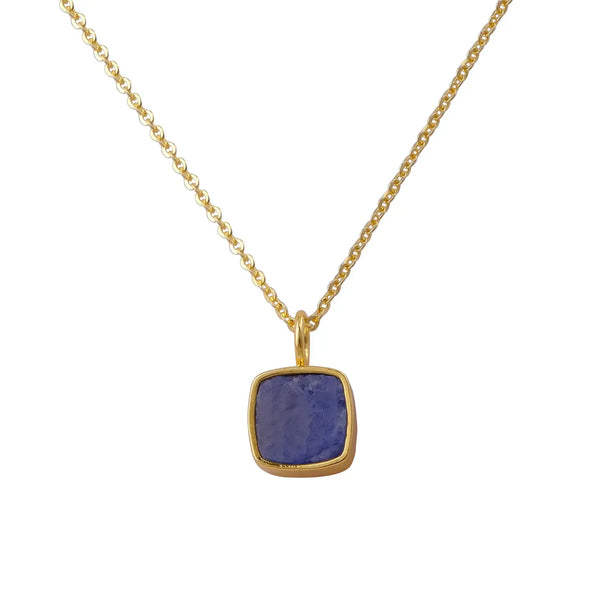 El Joyero Hand Made Raw Blue Sapphire Gemstone Necklace, September Birthday