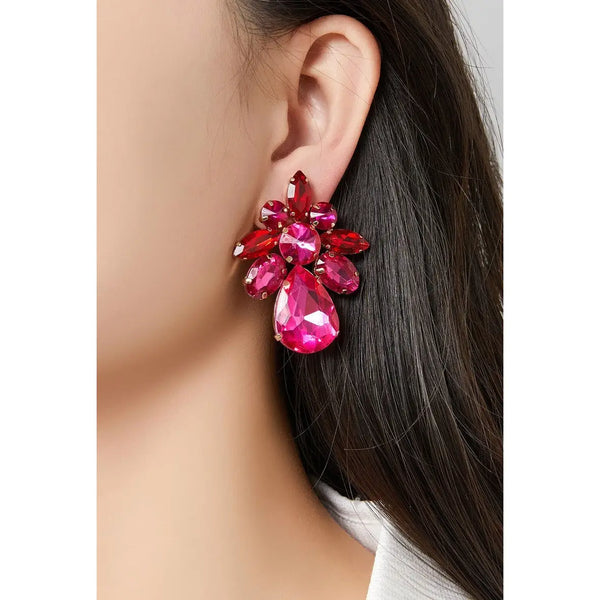 Belle Jewellery Hot Pink Crystal Statement Clip On Earrings
